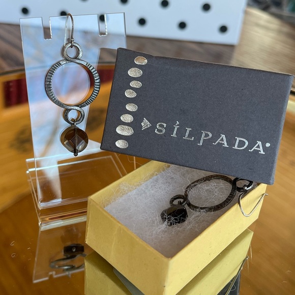 Signed Silpada 925 Sterling Silver Faceted Brown Smoky Quartz drop earrings - Picture 3 of 14